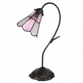25LL-6247 Tiffany Tischlampe 48 cm Braun Rosa Glas Schreibtischlampe Tiffany