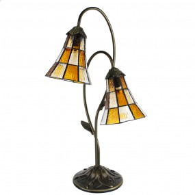 25LL-6255 Table Lamp Tiffany 35x18x61 cm  Beige Brown Plastic Glass Desk Lamp Tiffany