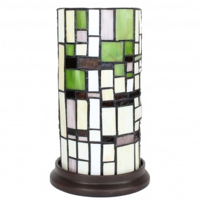 25LL-6300 Lampe de table Tiffany Ø 15x26 cm  Beige Vert Verre Plastique Rond Lampe de bureau Tiffany