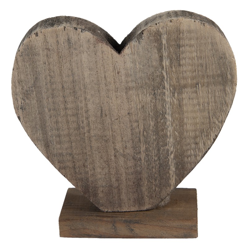 6H2137 Figurine Heart 19x7x19 cm Brown Wood Heart-Shaped Home Accessories