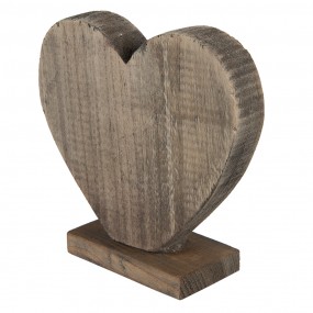 26H2137 Figurine Heart 19x7x19 cm Brown Wood Heart-Shaped Home Accessories