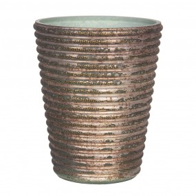 26GL2974 Tealight Holder Ø 9x11 cm Copper colored Glass Round Tea-light Holder