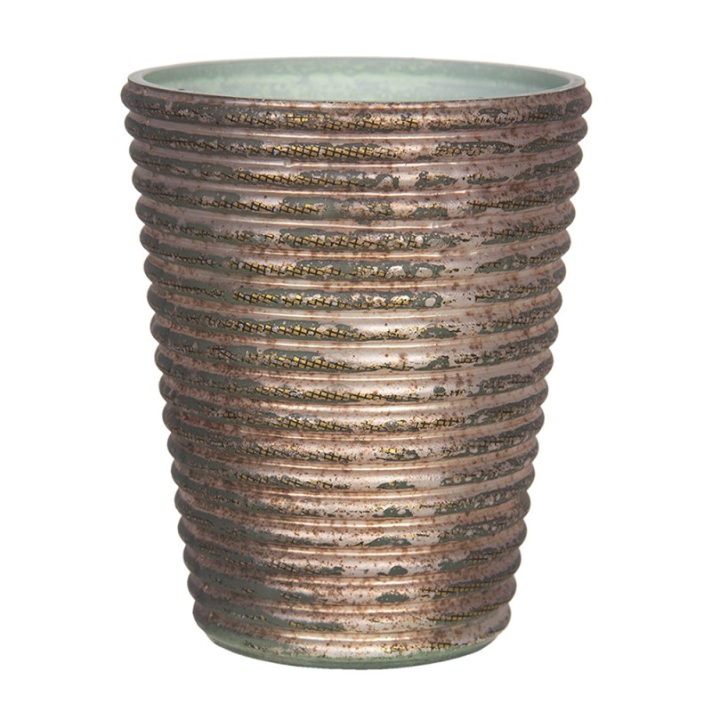 6GL2974 Tealight Holder Ø 9x11 cm Copper colored Glass Round Tea-light Holder