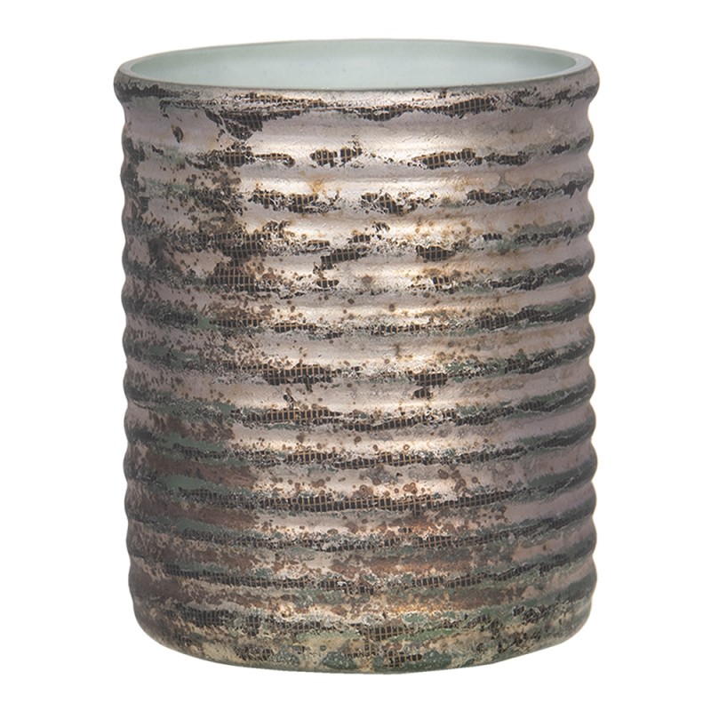 6GL2975 Tealight Holder Ø 8x9 cm Copper colored Glass Round Tea-light Holder