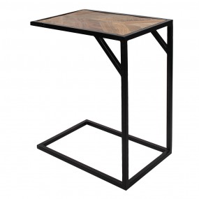 250739 Side Table 55x36x65 cm Brown Black Wood Iron Rectangle