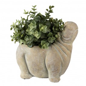 26TE0457 Pot de fleurs Hippopotame 22x13x20 cm Beige Pierre Pot de fleurs d'intérieur