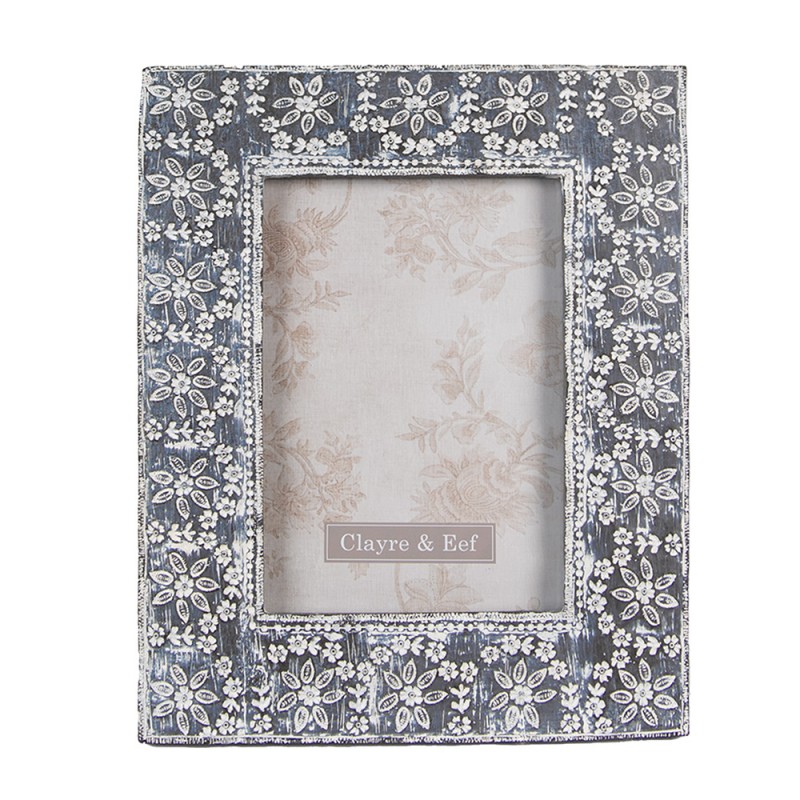 2F0941 Photo Frame 10x15 cm Grey White Plastic Glass Rectangle Picture Frame