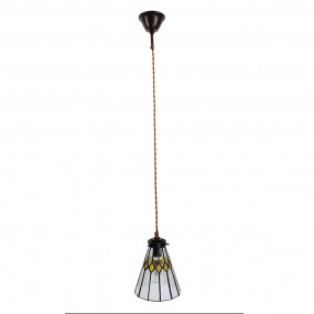 25LL-6194 Lampes à suspension Tiffany Ø 15x115 cm  Transparent Verre Métal Rond Lampe de table à manger