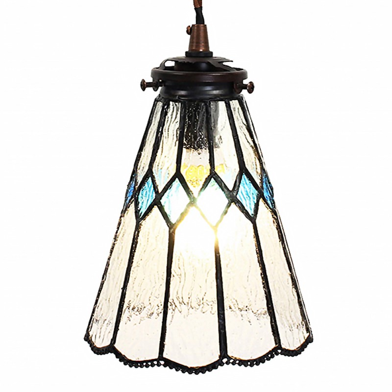 5LL-6195 Hanglamp Tiffany  Ø 15x115 cm  Transparant Glas Metaal Rond Hanglamp Eettafel