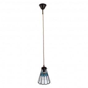 25LL-6195 Lampes à suspension Tiffany Ø 15x115 cm  Transparent Verre Métal Rond Lampe de table à manger