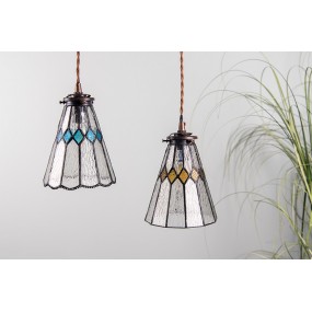 25LL-6195 Pendant Lamp Tiffany Ø 15x115 cm  Transparent Glass Metal Round Dining Table Lamp
