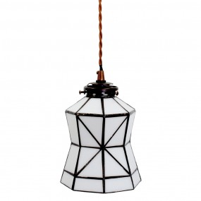 25LL-6200 Pendant Lamp Tiffany Ø 15x115 cm  White Brown Glass Metal Dining Table Lamp