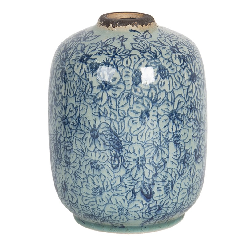 6CE1201 Vase Ø 12x16 cm Blue Ceramic Round Indoor Planter