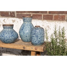 26CE1201 Vase Ø 12x16 cm Blue Ceramic Round Indoor Planter