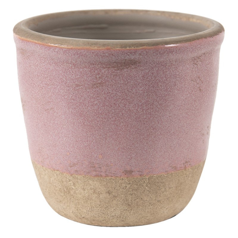 6CE1380XS Planter Ø 11x10 cm Pink Beige Ceramic Round Indoor Planter
