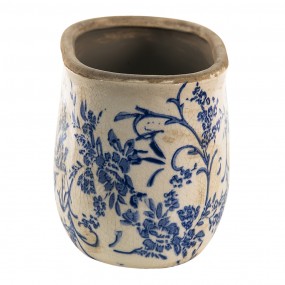 26CE1398L Pot de fleurs 22x10x12 cm Bleu Blanc Céramique Fleurs Pot de fleurs d'intérieur