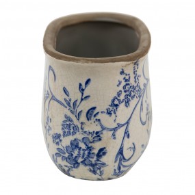 26CE1398M Bloempot  17x9x10 cm Blauw Wit Keramiek Bloemen Bloempot binnen