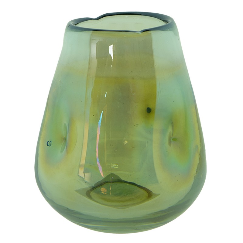 6GL4091GR Vase Ø 10x12 cm Green Glass Glass Vase