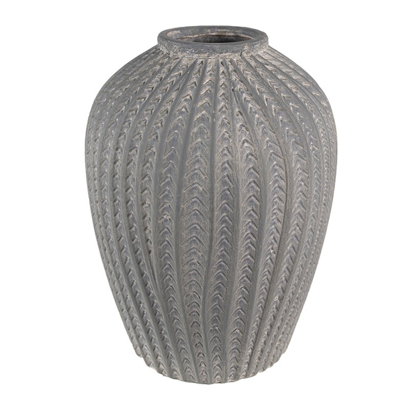 6TE0485L Vase Ø 21x28 cm Grey Stone Decorative Vase
