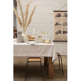 2DFR01 Tischdecke 100x100 cm Beige Baumwolle Hahn Quadrat Tischtuch