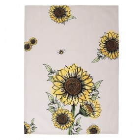 2SUS42-2 Tea Towel  50x70 cm Beige Yellow Cotton Sunflowers Kitchen Towel