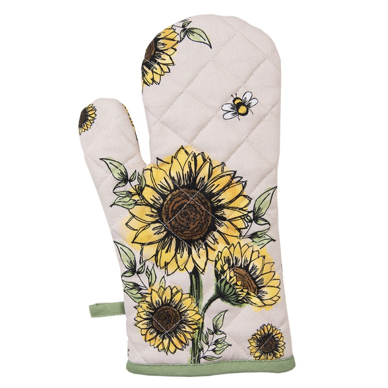 SUS44 Oven Mitt 18x30 cm Beige Yellow Cotton Sunflowers Oven Glove