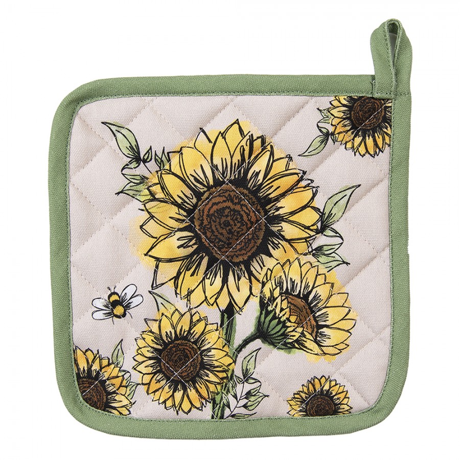 Kitchen Linen Sunflower Theme Set with Towels, Mitt, and Pot Holders - 7  Pieces 