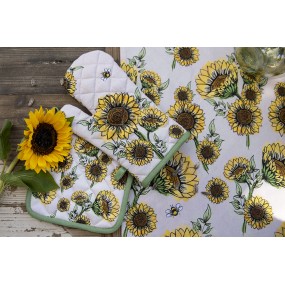 2SUS47 Bread Basket 35x35x8 cm Beige Yellow Cotton Sunflowers Breadbasket
