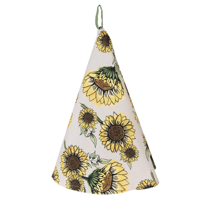 SUS48 Tea Towel  Ø 80 cm Beige Yellow Cotton Sunflowers Round Kitchen Towel
