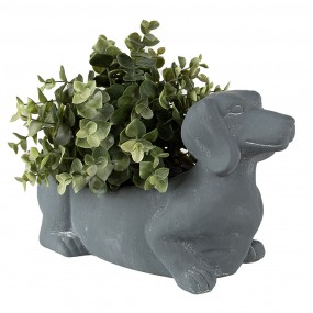 26TE0479 Indoor Planter Dog 30x12x16 cm Grey Stone Flower Pot