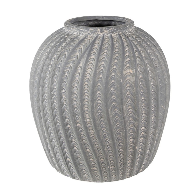 6TE0485M Vase Ø 20x20 cm Grau Stein Dekoration Vase