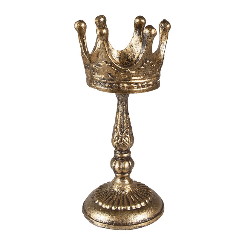6Y5424 Candle holder Crown 29 cm Gold colored Iron Candle Holder