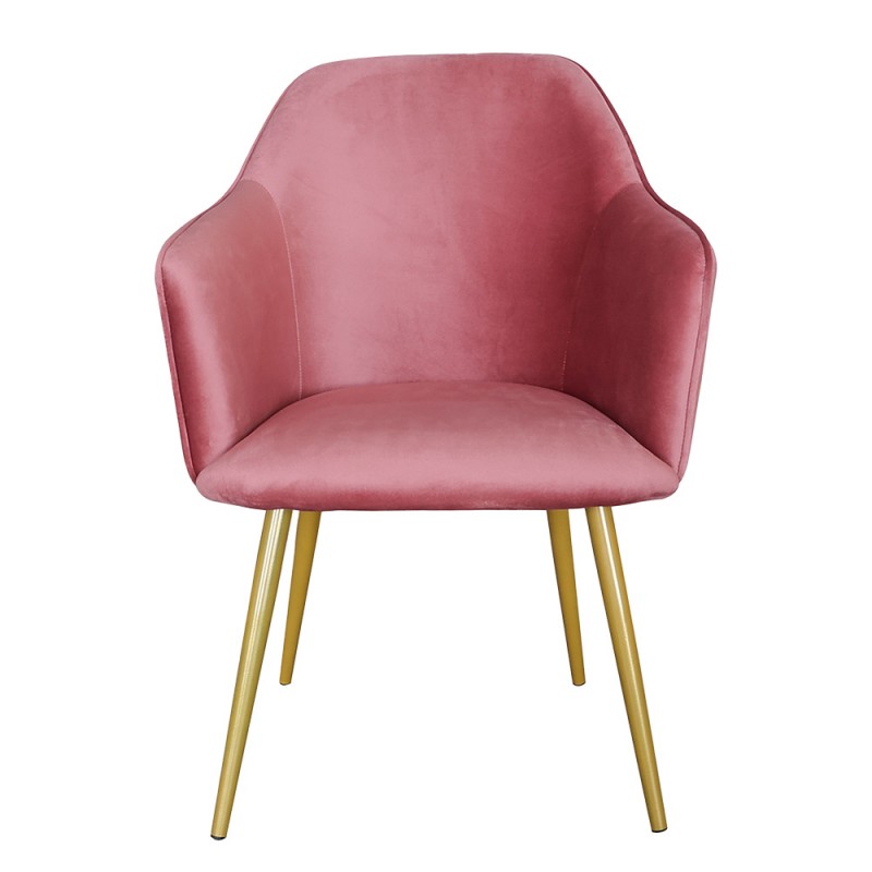 50555P Dining Chair with Armrest 58x56x83 cm Pink Iron Textile Chair