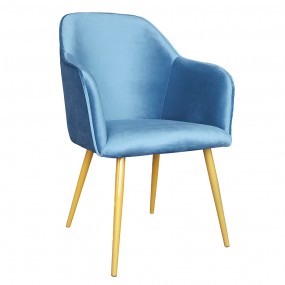 250555PE Chaise de salle à manger 58x56x83 cm Bleu Fer Textile Chaise