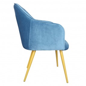 250555PE Chaise de salle à manger 58x56x83 cm Bleu Fer Textile Chaise