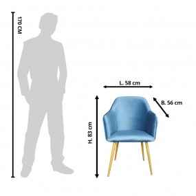 250555PE Esszimmerstuhl 58x56x83 cm Blau Eisen Textil Stuhl