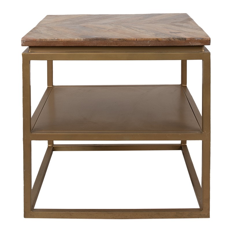 50736 Side Table 51x51x49 cm Brown Wood Iron Square