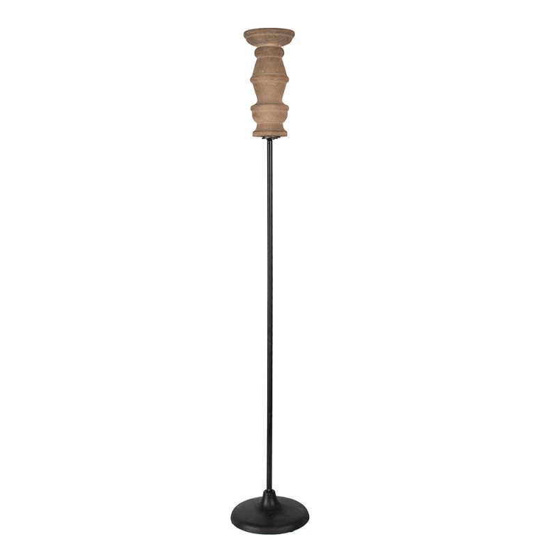 50693 Candle holder 88 cm Black Brown Wood Iron Candlestick