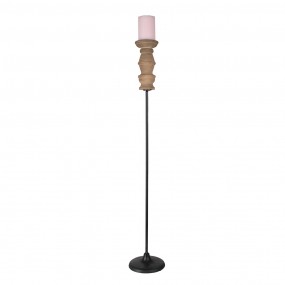 250693 Candle holder 88 cm Black Brown Wood Iron Candlestick
