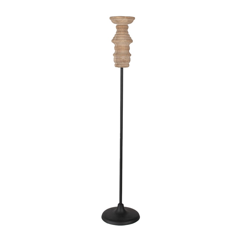 50695 Candle holder 75 cm Black Brown Wood Iron Candlestick