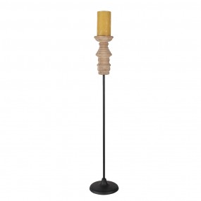 250695 Candle holder 75 cm Black Brown Wood Iron Candlestick