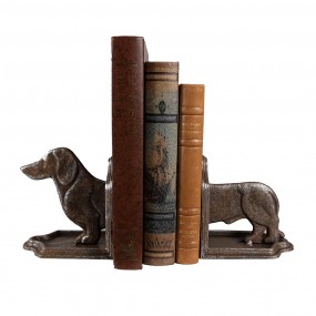 26Y5427 Bookends Set of 2 Dog Dachshund 23x8x13 cm Brown Iron Book Holders