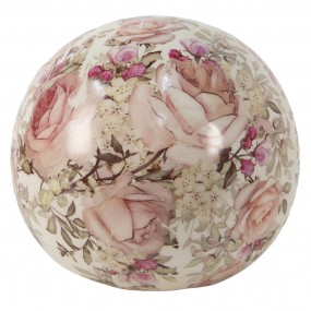 26CE1412L Figur Ball Ø 12x11 cm Rosa Keramik Blumen Rund Wohnaccessoires