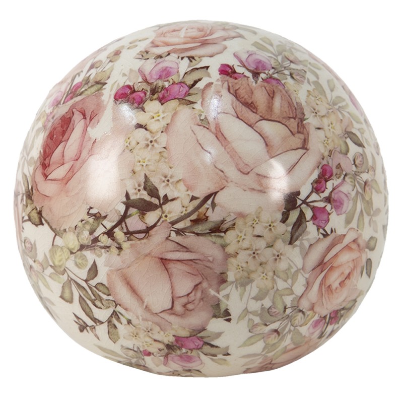6CE1412L Figur Ball Ø 12x11 cm Rosa Keramik Blumen Rund Wohnaccessoires