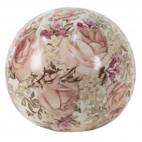 26CE1412M Figurine Ball Ø 9x8 cm Pink Ceramic Flowers Round Home Accessories