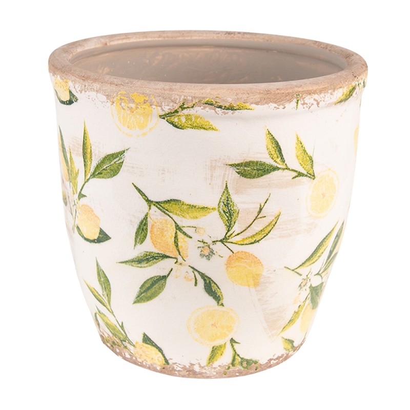 6CE1532L Pot de fleurs Ø 17x16 cm Jaune Céramique Citron Pot de fleurs d'intérieur