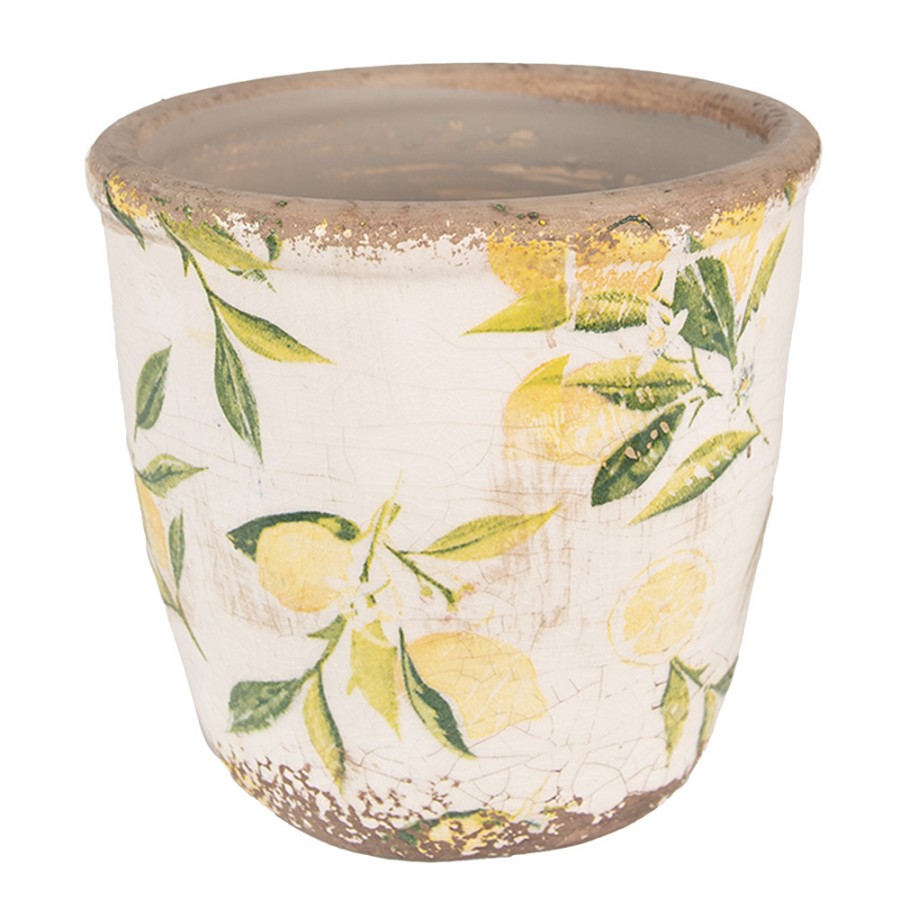 6CE1532XS Pot de fleurs Ø 11x10 cm Jaune Céramique Citron Pot de fleurs d intérieur