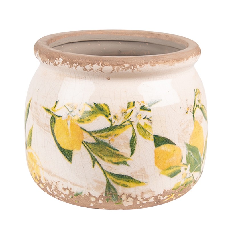 6CE1535S Pot de fleurs Ø 12x9 cm Jaune Céramique Citron Pot de fleurs d'intérieur
