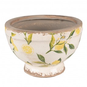 26CE1536S Pot de fleurs Ø 17x11 cm Jaune Céramique Citron Pot de fleurs d'intérieur