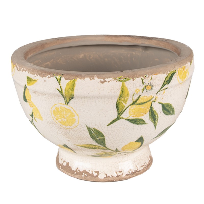 6CE1536S Pot de fleurs Ø 17x11 cm Jaune Céramique Citron Pot de fleurs d'intérieur